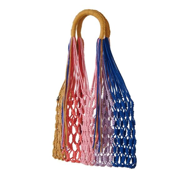 NWT Nannacay Estela Net Shoulder Bag MultiColor $199Tassel Shoulder Tote Purse - Picture 2 of 4